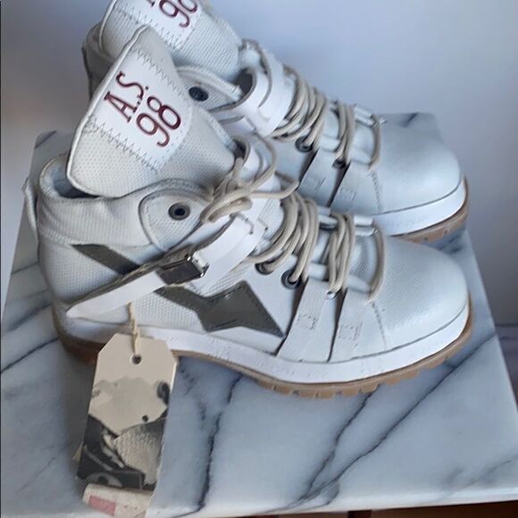 A.S. 98 Bruce White Leather Hiker - Picture 3 of 8